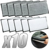 A set of ten dual-sided microfiber detailing sponges, shown in gray and white, with a close-up view of the sponge texture.