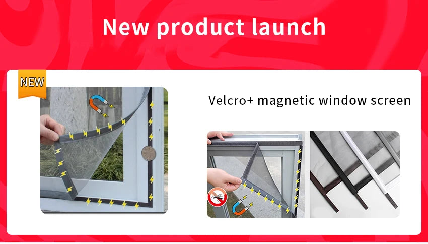Velcro-magnetisches Fenstergitter wird in einen Fensterrahmen installiert.
