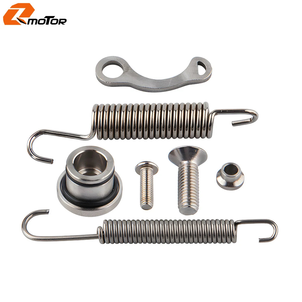 Motorcycle side stand kickstand kit components including various springs and metal parts