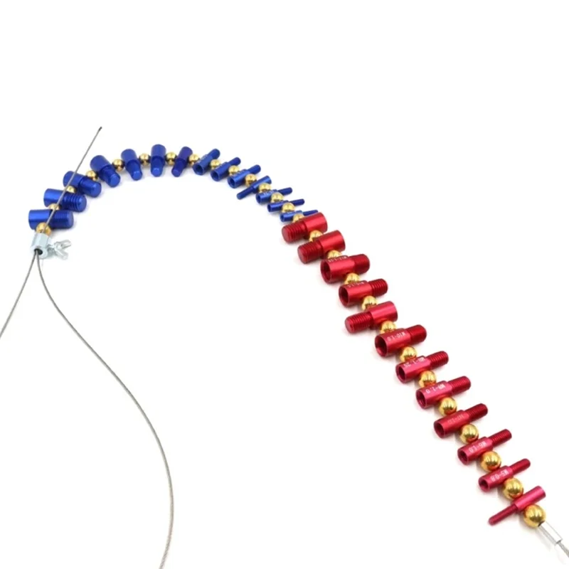 Precision thread gauge set with blue and red threaded rods for measuring nuts and bolts