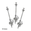 A set of three silver-toned alloy charms featuring ornate, stylized sword or dagger designs for DIY jewelry making.