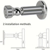 A heavy duty magnetic door stopper shown with two installation methods: mounting on a wall and placement on the floor.