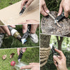 Hands demonstrate the use of a 3-pack of folding utility knives with quick change blades for various tasks.