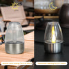 Linterna solar plateada sin llama con cúpula de vidrio, ilumina una vela, diseñada para 6-8 horas de luz automática