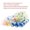 A pile of clear plastic waterproof solder seal wire connectors with various colored tips.