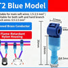 Blue T2 model connector featuring a tinned brass conductor and flame-retardant nylon housing for wire connections.