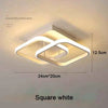 Lámpara de techo moderna LED cuadrada blanca con diseño lineal y 12.5 cm de altura.