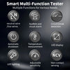 A black multi-function tester pen with various functions including neutral wire detection, alarm, circuit break detection, an
