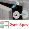 A set of six cabinet door magnetic closures and mounting hardware with electrical sparks shown against a dark background.