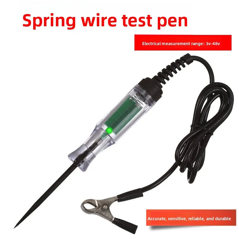 Stylo de test à ressort pour fils, avec sonde et câble noirs, pour mesures électriques.