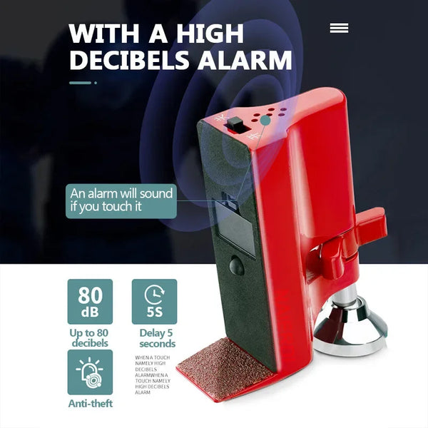 Cerradura de seguridad portátil roja con alarma de alto decibelio