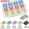 A plastic tray containing various colored solder seal wire connectors in different gauges and quantities
