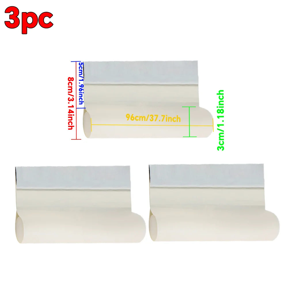 Three rolls of white weather sealing material, measuring 96cm or 37.7 inches long.