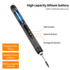 Black digital soldering iron with a built-in 600mAh lithium battery and various buttons