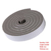 Roll of gray self-adhesive foam weather stripping tape with dimensions 2m long, 3cm wide, and 1cm thick.
