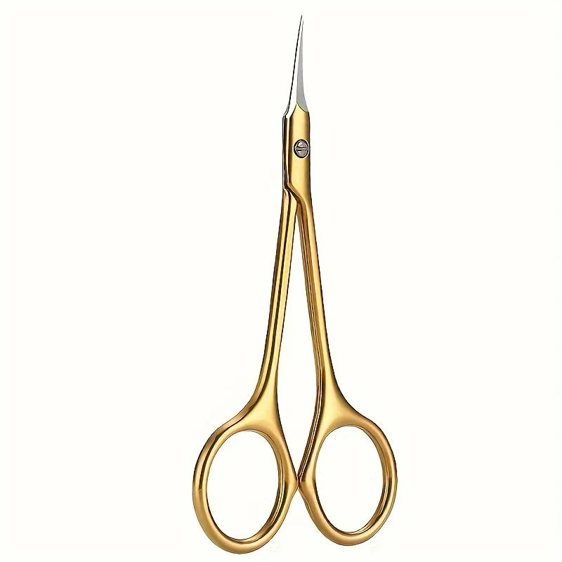 A pair of gold-toned precision stainless steel cuticle and nail clippers.