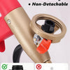 A close-up of a foam sealant spray gun with a brass body and red accents, showing its non-detachable thread design.