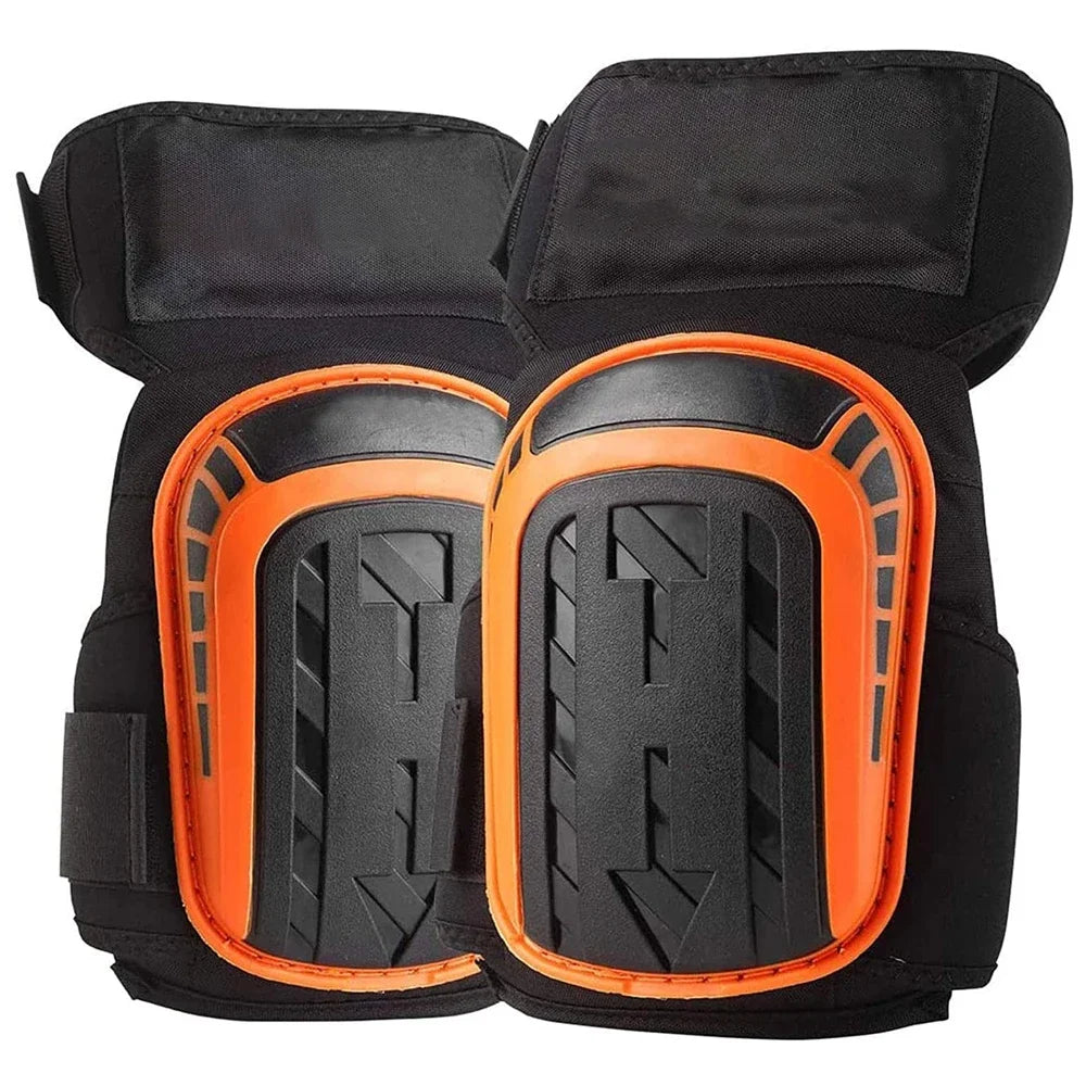 Pattes d' genou en gel noir et orange, renforcées pour la protection