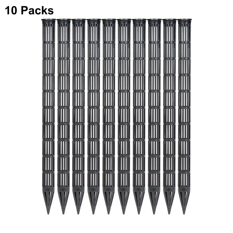 Ten packs of black plant aeration tubes for pots