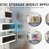 Magnetic storage racks for various appliances including microwave ovens, metal doors, washing machines, and refrigerators.