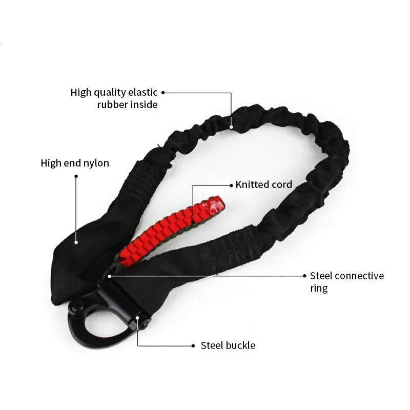 Schwarze taktische Quick-Release-Sling mit hochwertigem elastischem Gummi, Nylonseil und einem Stahlverbindungsgang
