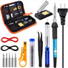 A professional soldering iron kit featuring a digital multimeter and various tools like pliers, cutters, and soldering irons.