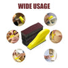 A yellow multi-grain precision grinder kit shown in various uses for fine surface smoothing.