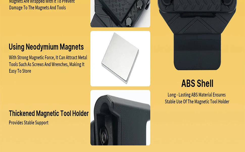 Magnetischer Werkzeughalter-Gurtclip mit dicker Magnethalterung und ABS-Gehäuse.