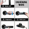 Five ways to unlock a smart digital lock including mobile app fingerprint RFID card and mechanical key