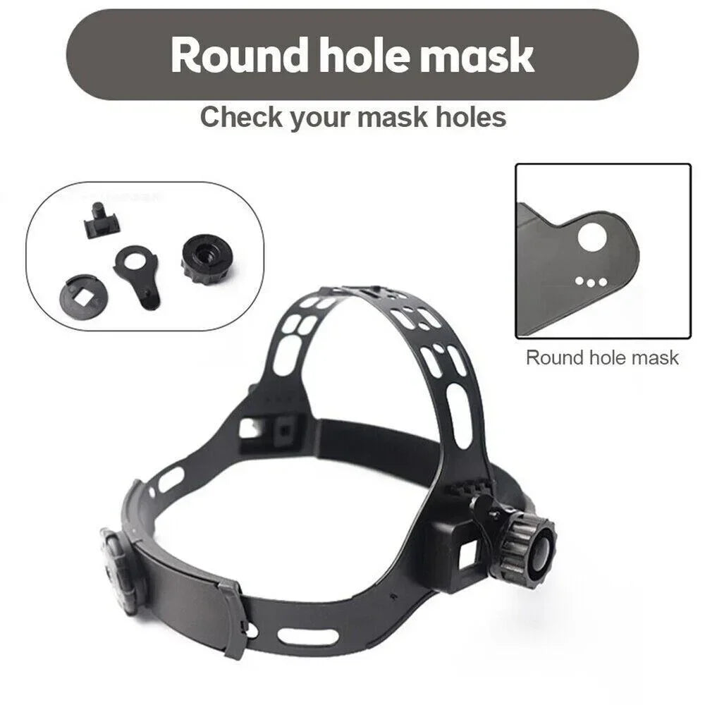 A black round hole mask is shown with separate holes and a complete mask for checking.