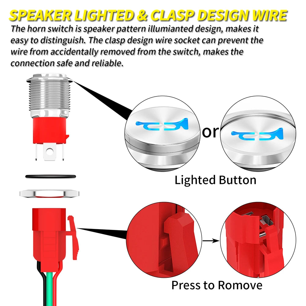 Diagrama que muestra un interruptor de cable con luz y cierre, con componentes para luz, botón y presión para eliminar funció