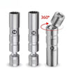 A set of spark plug sockets with sizes 14, 16, and 16, shown in a silver finish.