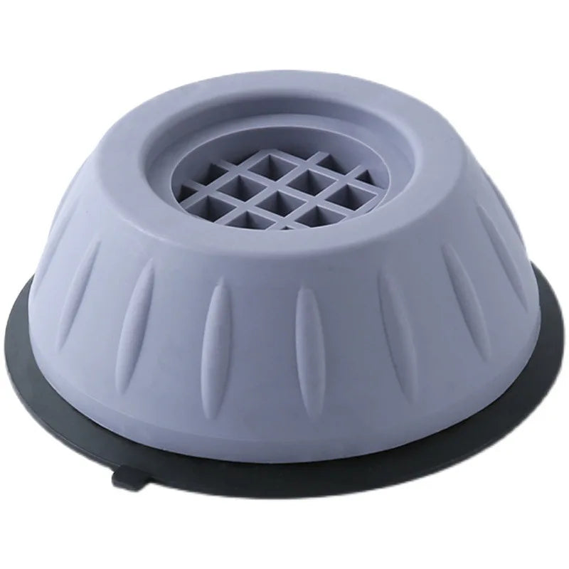 Gray silicone feet pads with a grid pattern and ribbed edges for appliance vibration reduction
