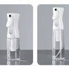 A clear glass bottle with a white pump dispenser for high-pressure mist spray, shown in two views.