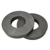A set of two industrial ceramic ring magnets, dark gray in color.