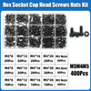 A kit of various M3, M4, and M5 hex socket head screws and nuts in assorted sizes and quantities.