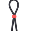 Black silicone erection enhancer ring with a red accent.