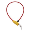Red heavy duty anti-theft cable lock with a yellow connector and padlock hook.