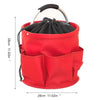 A bright red large folding storage organizer basket with a black lid and multiple compartments.