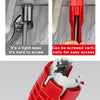 A red multi-functional sink and pipe wrench set with various attachments shown in different angles.