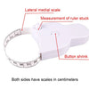 A white portable telescopic health tape measure is shown with markings and a button shrink feature.