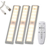 Three long LED light bars with remote controls and wiring are shown.