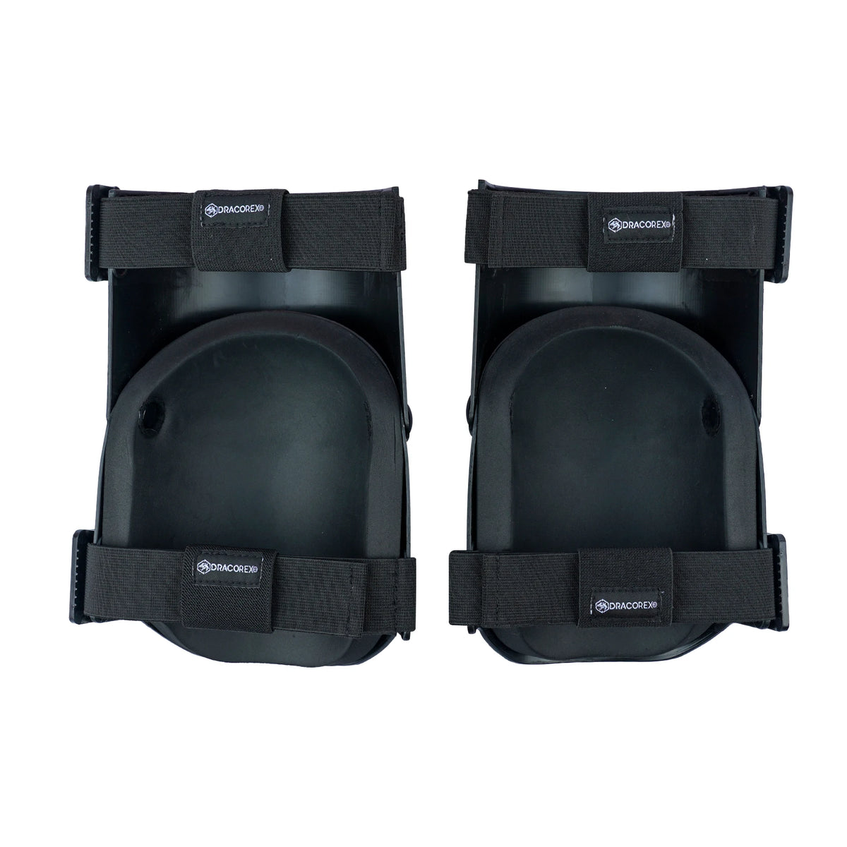A pair of black durable extra gel knee pads for construction and gardening.