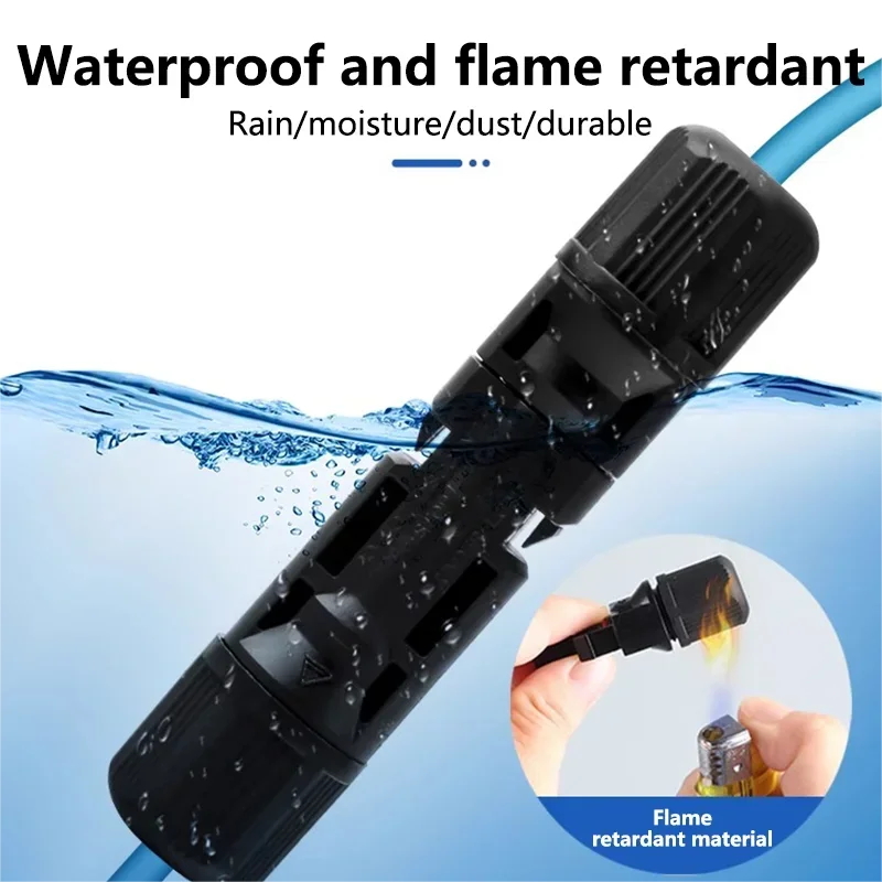 A close-up view of a waterproof and flame retardant connector kit submerged in water, showing the material used for flame ret