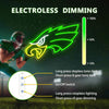 A neon sign displaying a green eagle silhouette with an accompanying slider showing dimming levels.