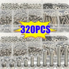 A collection of metric hex nuts and bolts in various sizes packaged in clear plastic compartments.