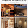 A touch control LED wall lamp with magnetic spotlight illuminating a fireplace and interior space.