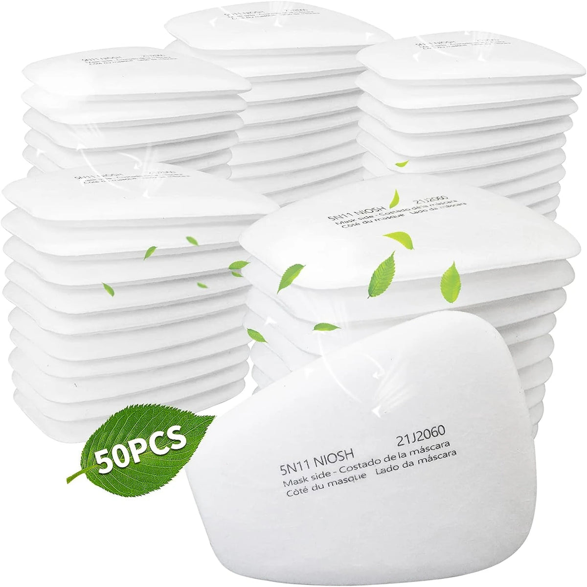 A stack of white high-performance dust filter cotton for gas masks is shown.