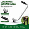 A silver auxiliary handle clamp for a lawn mower, showing adjustable grip and non-slip features.