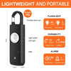 Lampe torche LED noire légère et portable avec bouton d'alarme et de lumière.